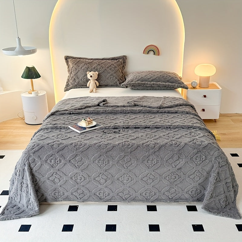 Taffeta Meadow Jacquard Blanket with Three Leaf Design Multipurpose Throw Quilt