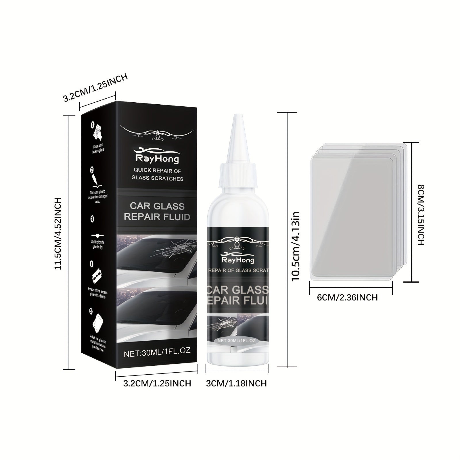 30ml Automotive Glass Crack Repair Kit for Chips and Scratches Vehicle Window Repair