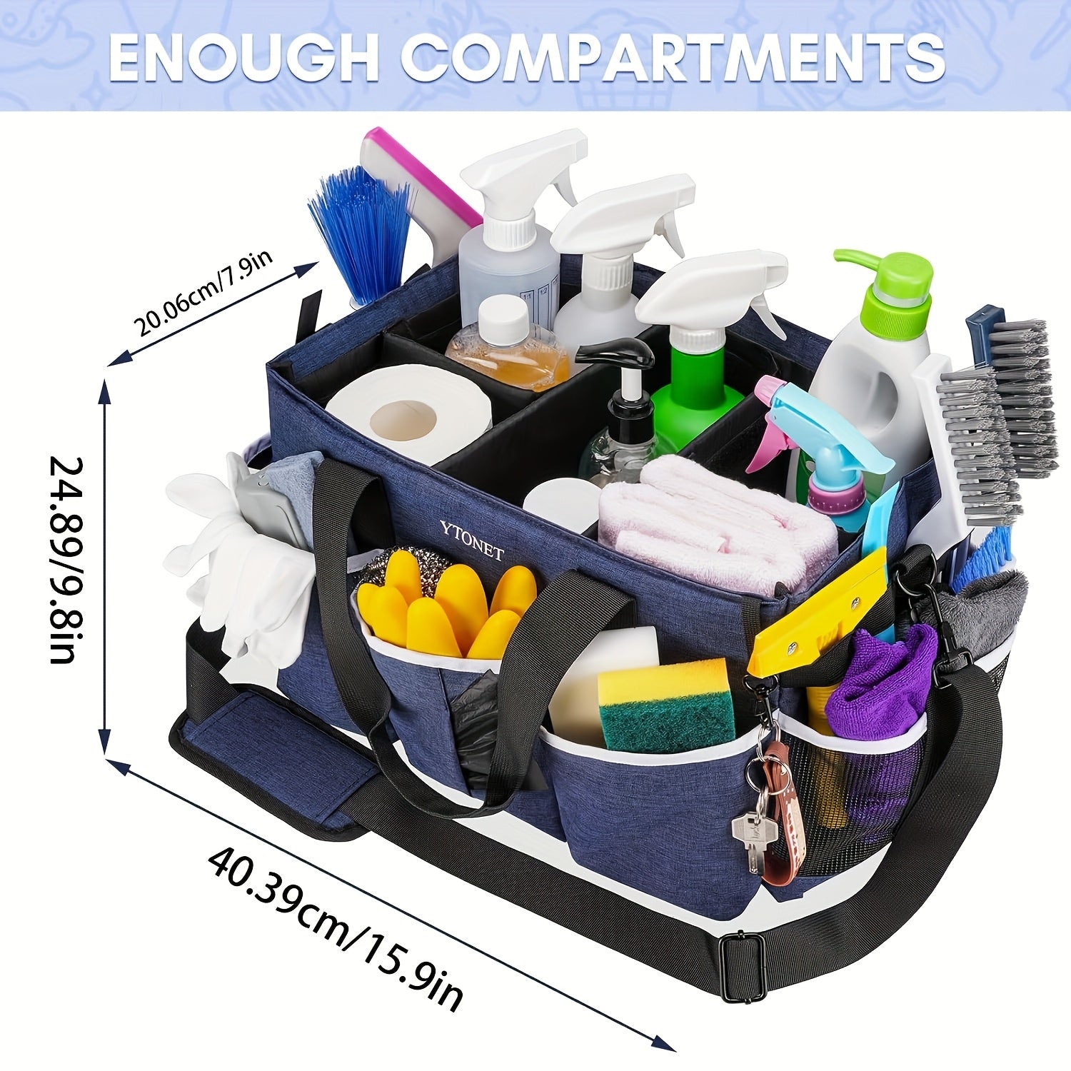 Katta kiyiladigan tozalash sumkasi, 4 ta egiluvchan bo'linma, tutqich, yelka tasmasi va bel tasmasi bilan. Uy tozalovchilari uchun ideal va 14-fevral sovg'asi.