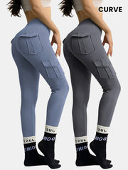 Plus Size Women's High Waist Yoga Pants 2 Pack with Pockets Breathable Comfortable