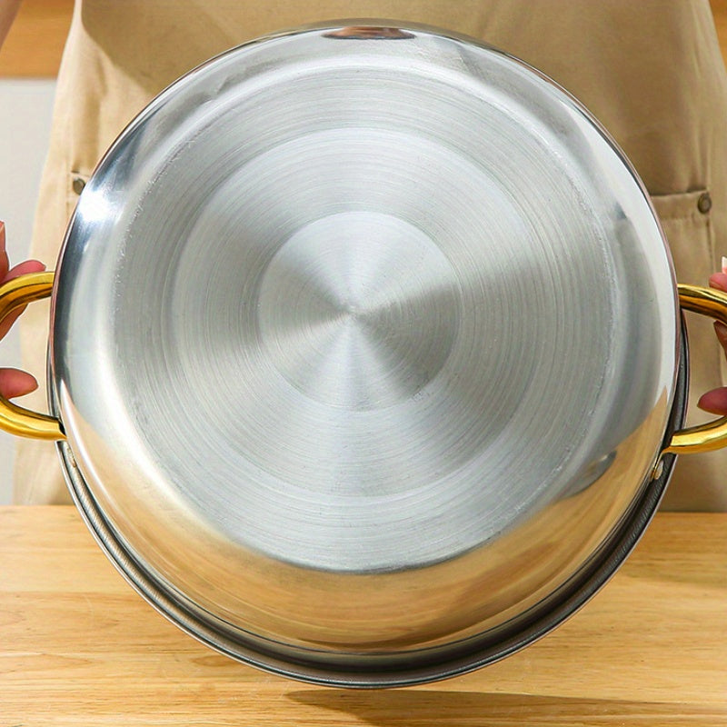 Set of 10 Stainless Steel Cookware Pans with Gold Handles and Lids