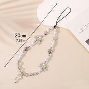 Silvery Gray 3D Bow Phone Accessory with Pearl Beads for Mobile Phones