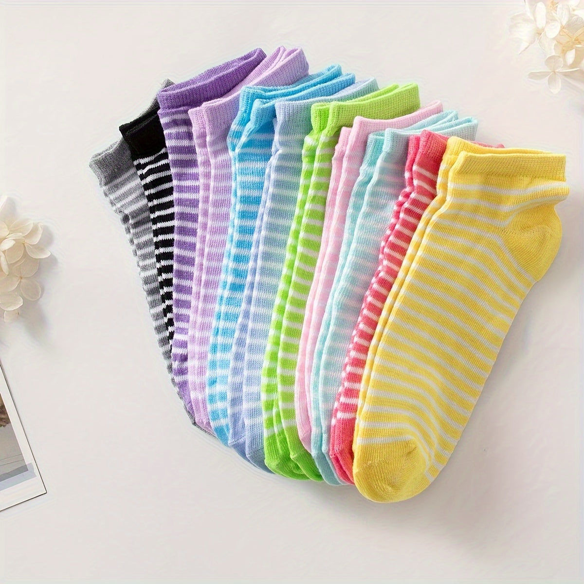 Women’s Candy Color Ankle Socks 10 Pairs Soft Knit Hosiery Gift