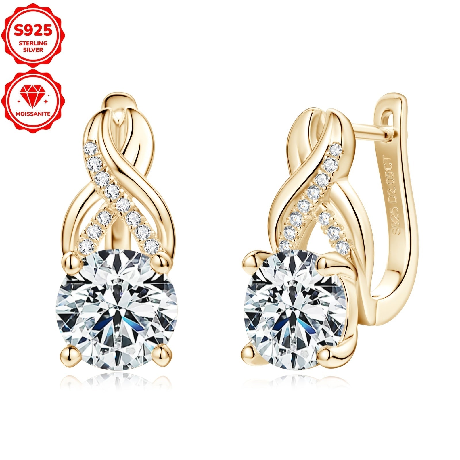 Women’s Moissanite Earrings 8mm Round Silver Jewelry for Weddings and Parties