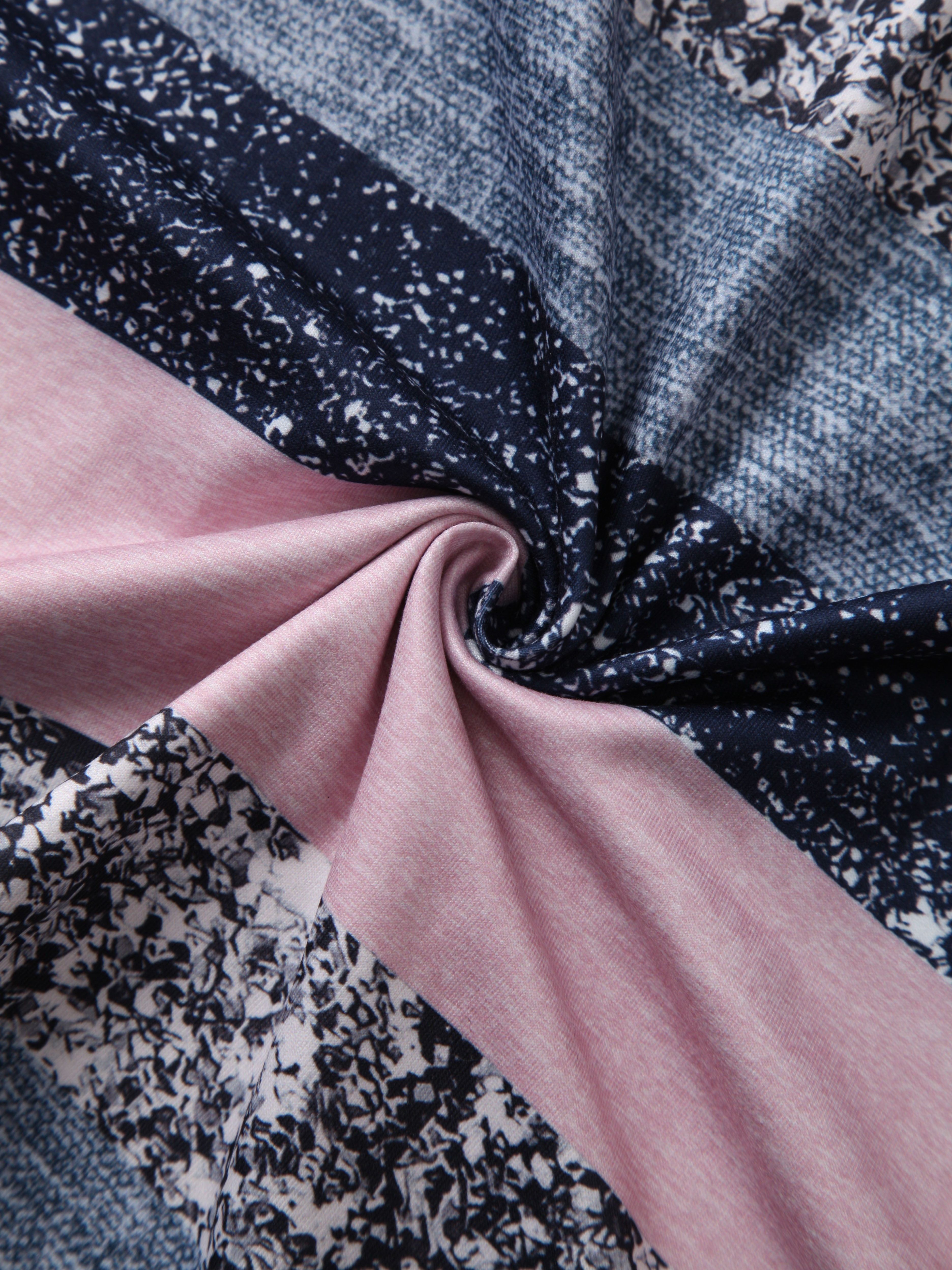 Plus Size Women's V-Neck Striped T-Shirt Short Sleeve Stretch Knit Casual Spring Summer Autumn