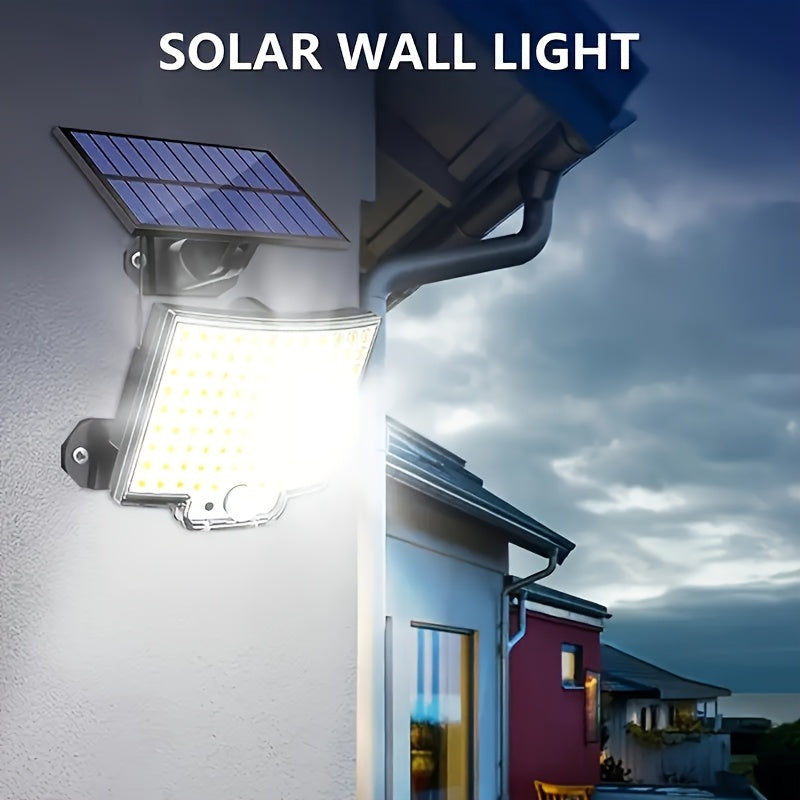 Solar-Powered Outdoor Motion Sensor Light with 106 LEDs Wide-Angle Weatherproof Garage Garden
