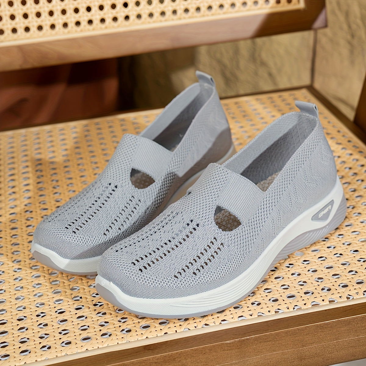 Women's Breathable Knit Sneakers Casual Slip-On Espadrille Black