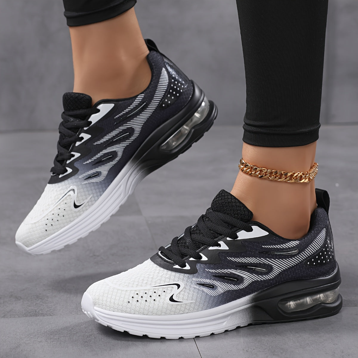 Women's Breathable Mesh Running Shoes with Air Cushion, Gradient Purple to White