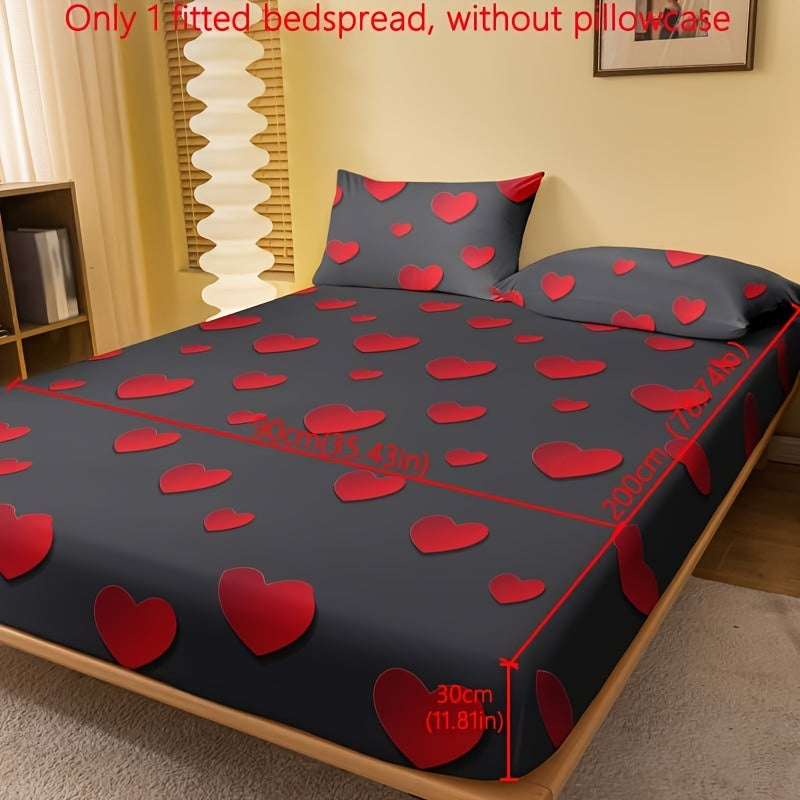 Red and White Heart Pattern Fitted Sheet for Bedroom or Guest Room