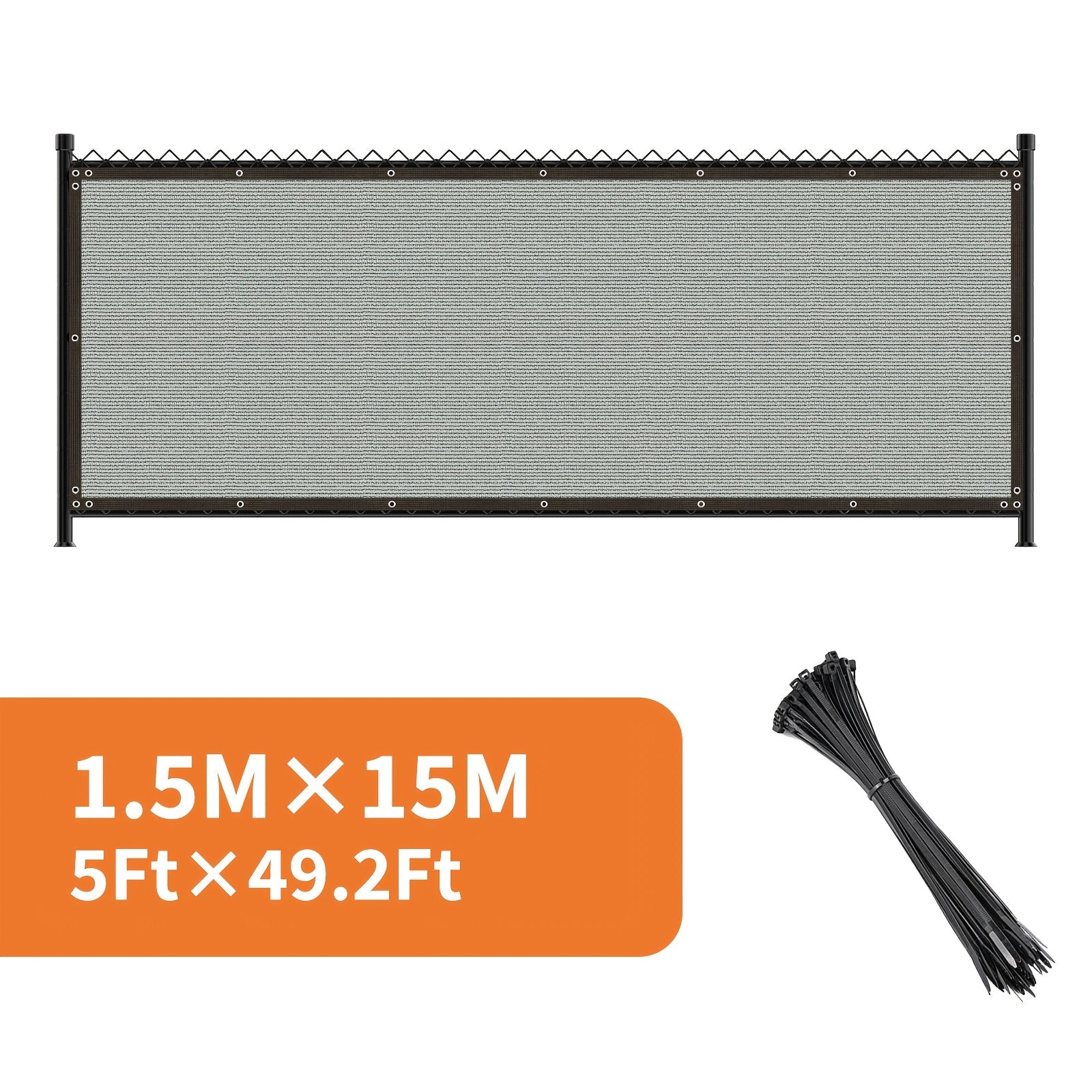 Pantalla de privacidad para exteriores de uso pesado, protección UV, cubierta de sombra con ojales, gris