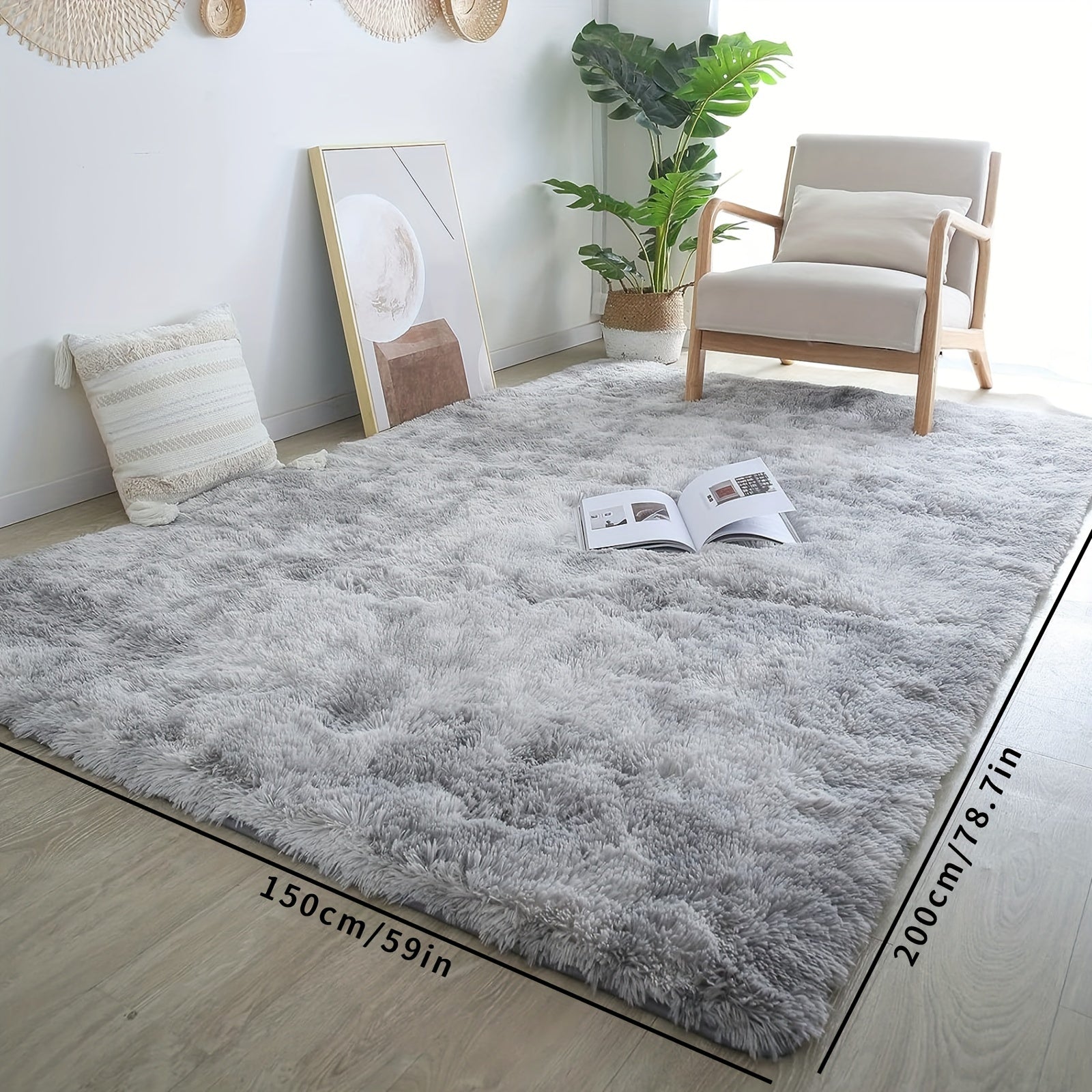 Alfombra de área de felpa con pelo de 5cm de altura, antideslizante, para interior, dormitorio y sala de estar