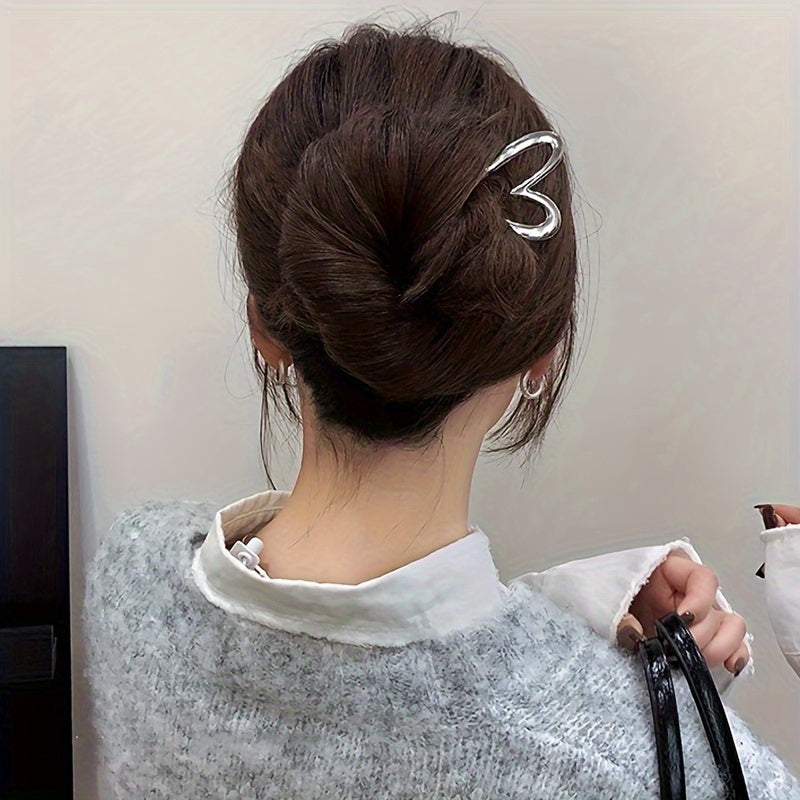 Chinese-Style Hairpin Minimalist Gold Modern Bun Heart Head Decoration Elegant Accessory