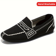 Women's Knit Slip-On Flats Gray Breathable Casual Shoes