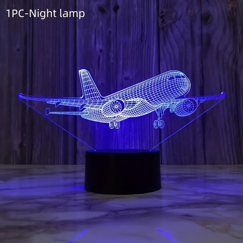 Luz nocturna colorida en forma de avión para niños, decoración de dormitorio interior, regalo