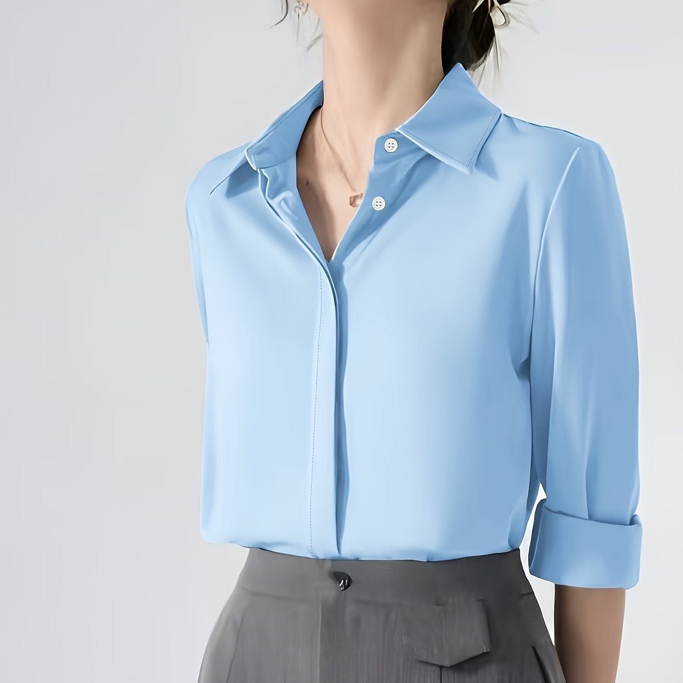 Camisa blanca de manga larga para mujer, poliéster, estilo coreano, corte suelto, primavera y otoño
