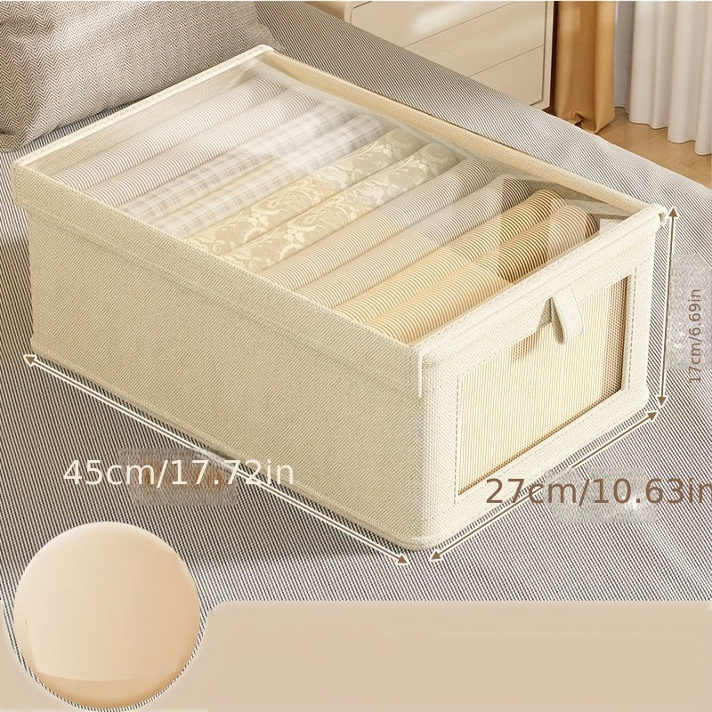 Storage Box with Lid and Viewing Window for Clothes and Closet Organization