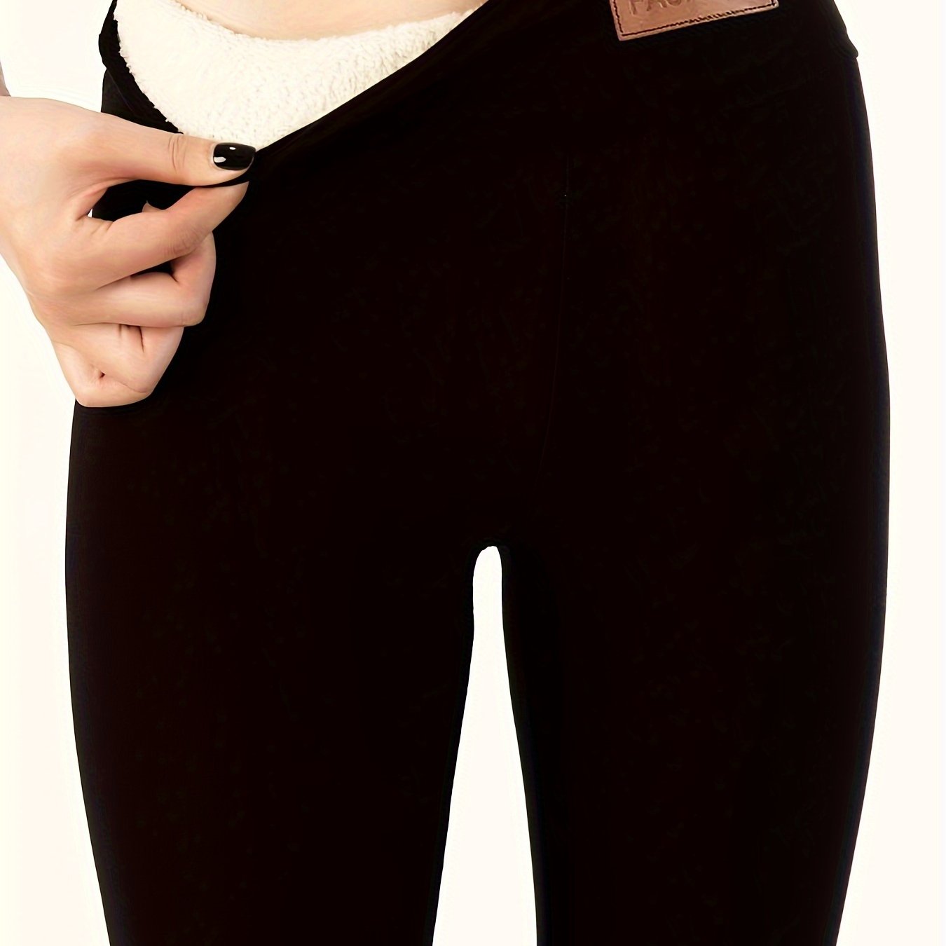Women's Plush Lined Tights Leggings for Fall Winter Solid Color Polyester Elastane