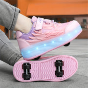 Girls Low Top LED Roller Shoes Lightweight Breathable All-Season Indoor Outdoor