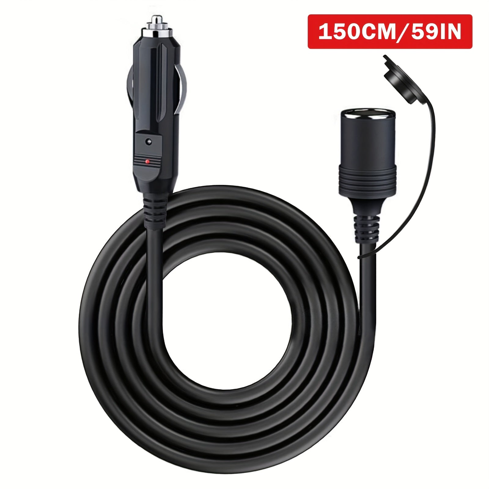 Heavy Duty Car Power Extension Cord 45.72-350.52cm 12V 24V with LED Fuse