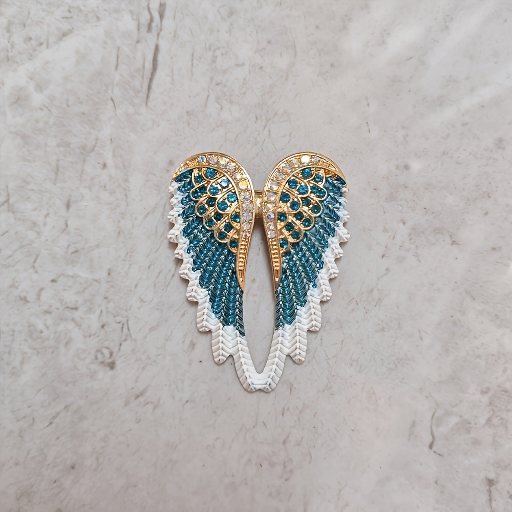 Christmas Angel Wings Brooches Set of 6 with Diamond Decor Stylish Jewelry Accessories