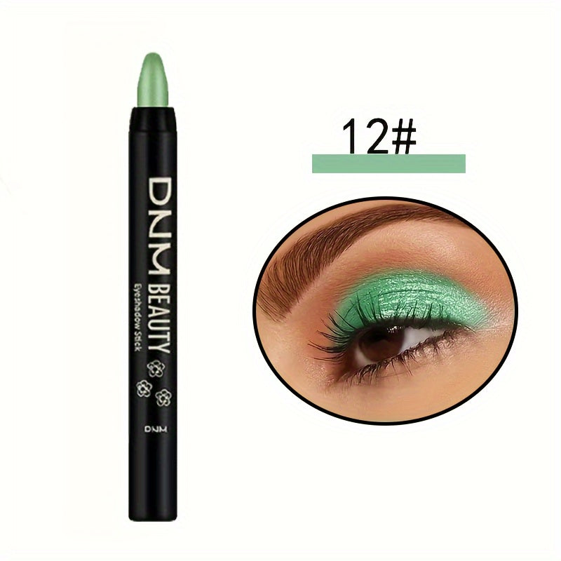 Women Waterproof Eye Shadow Stick with Rainbow Shimmer Long-Lasting Brightener