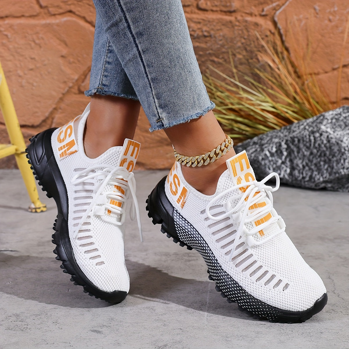 Plus-Size Women's Casual Sneakers Breathable Elastic Soles Running Hiking