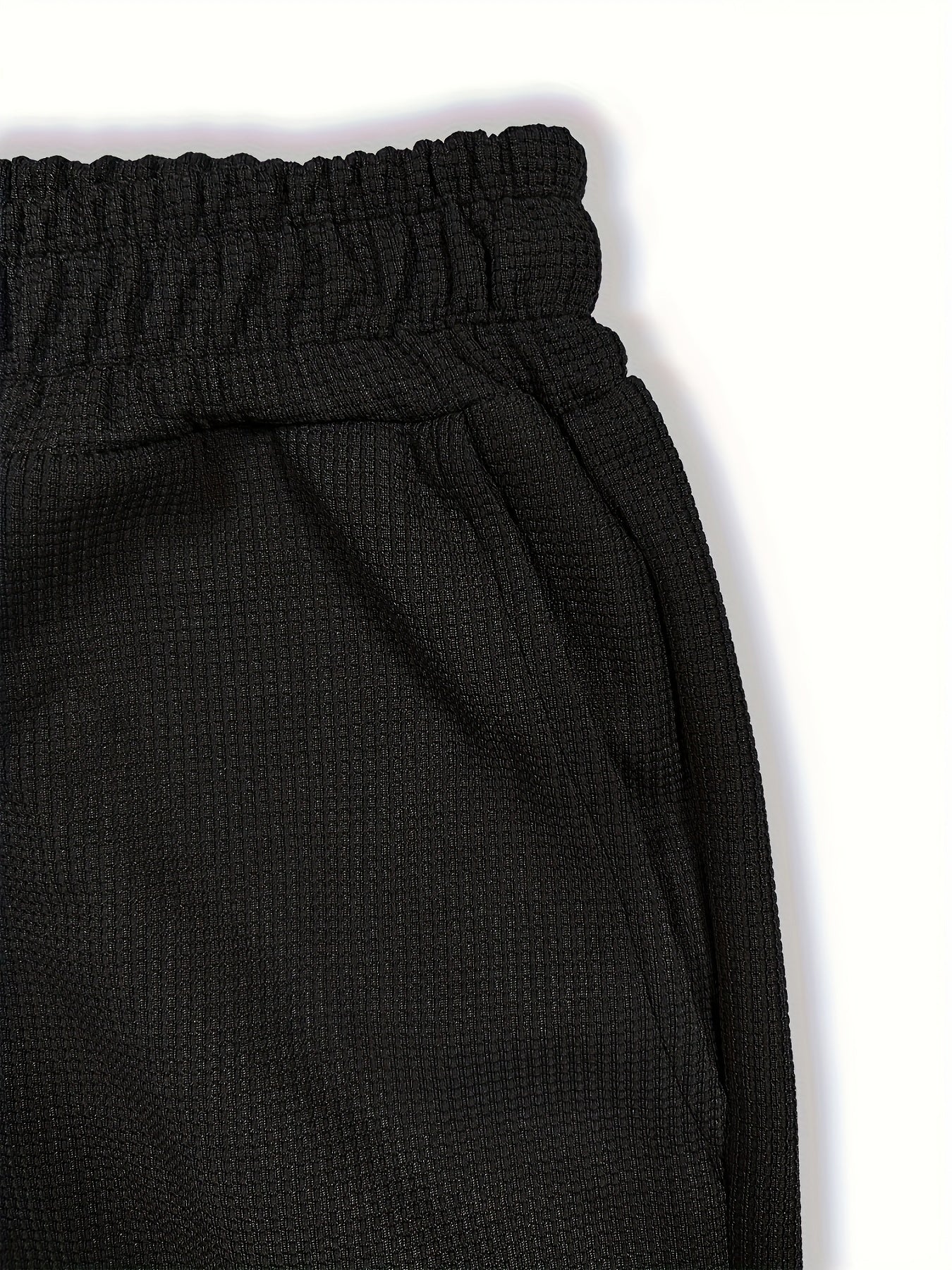 Men's Gray Waffle Knit Sweatsuit Set with Kindergarten Patch Matching Joggers Crew Neck Elastic Waist and Ankle Cuffs