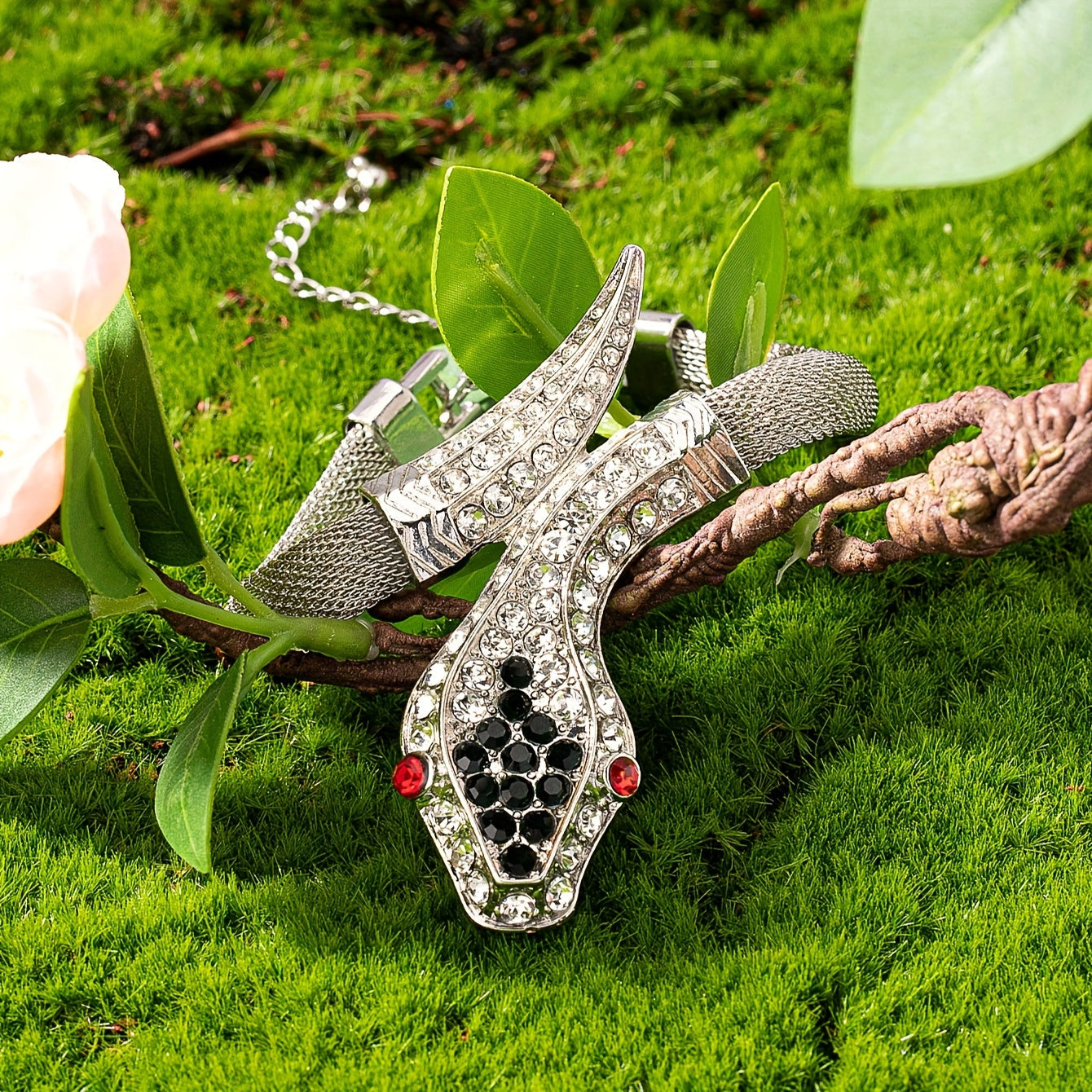 Rhinestone Snake Bracelet Zinc Alloy Elegant Daily Wear Gift