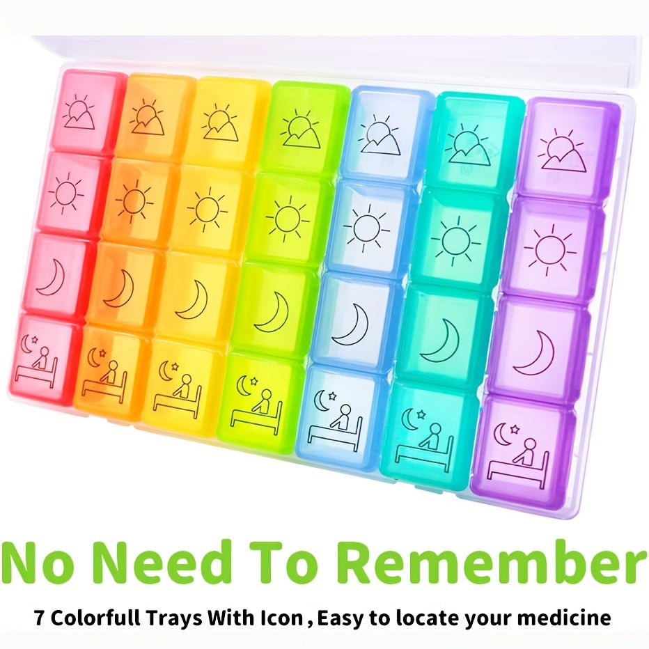 Travel Moisture-Proof Pill Box 28 Grids Portable Daily Medicine Organizer