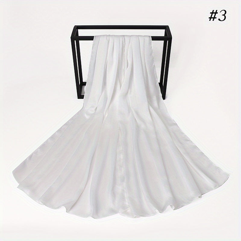 Wrinkled Satin Muslim Hijab Natural Fiber Lightweight Black