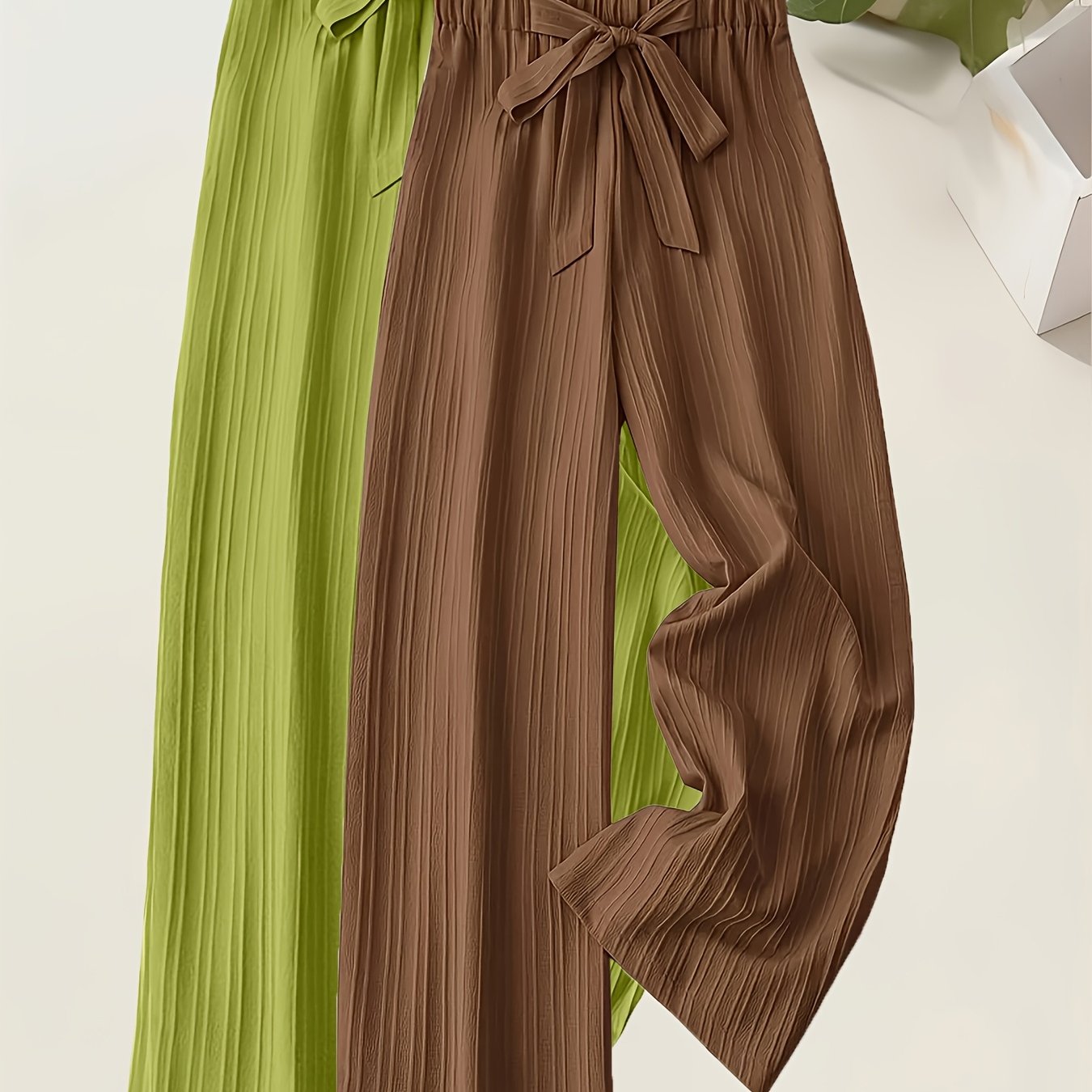 Women's Loose Pleated Textured Pants Set Two Pieces