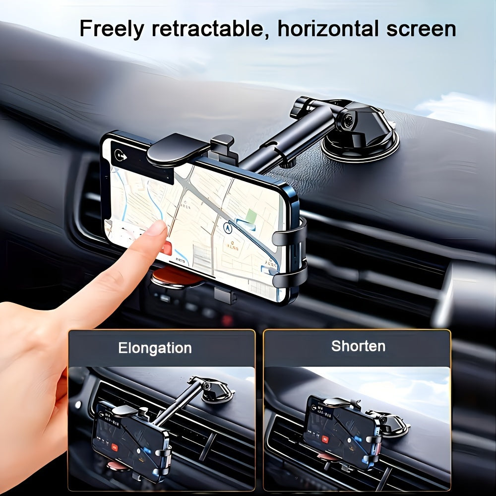 Car Dashboard Suction Cup Phone Holder Retractable Rotating Mount