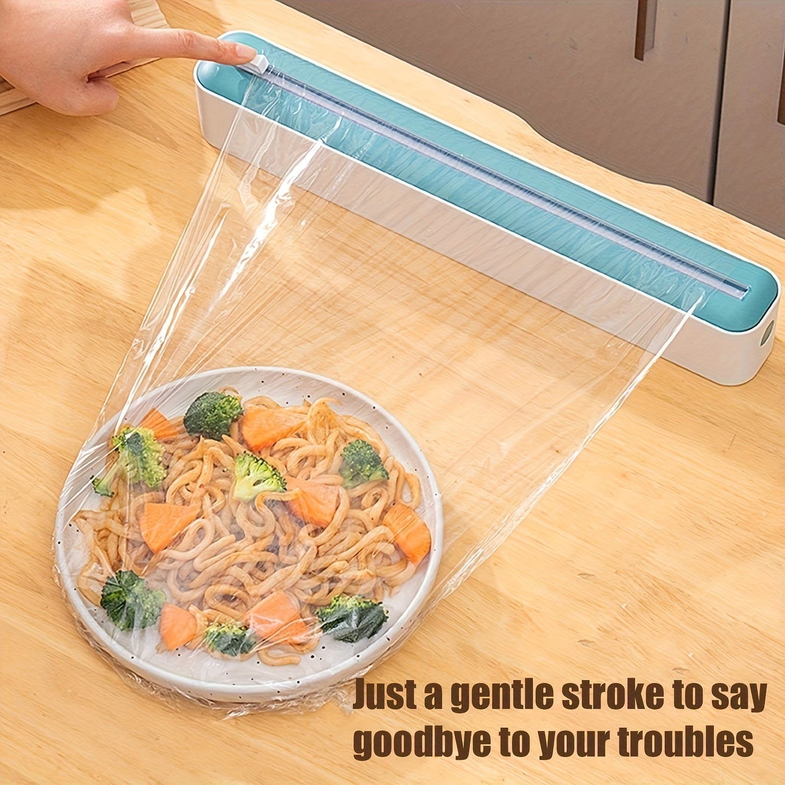 Refillable 2-in-1 Kitchen Wrap Dispenser with Cutter for Plastic and Foil