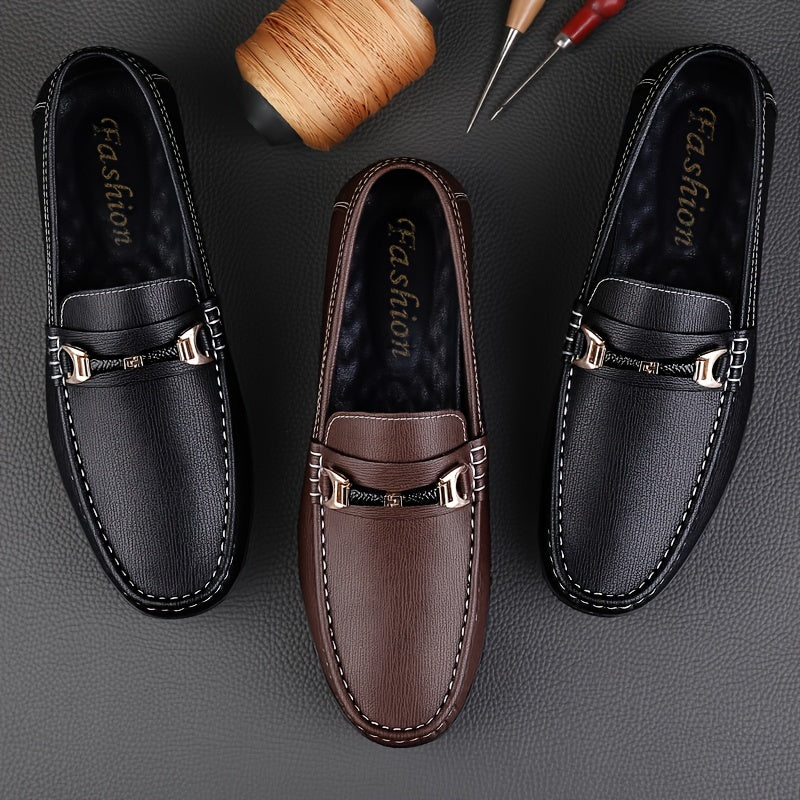 Men's Breathable Lightweight Driving Mocs with Split Cow Leather Upper for Casual and Office Wear