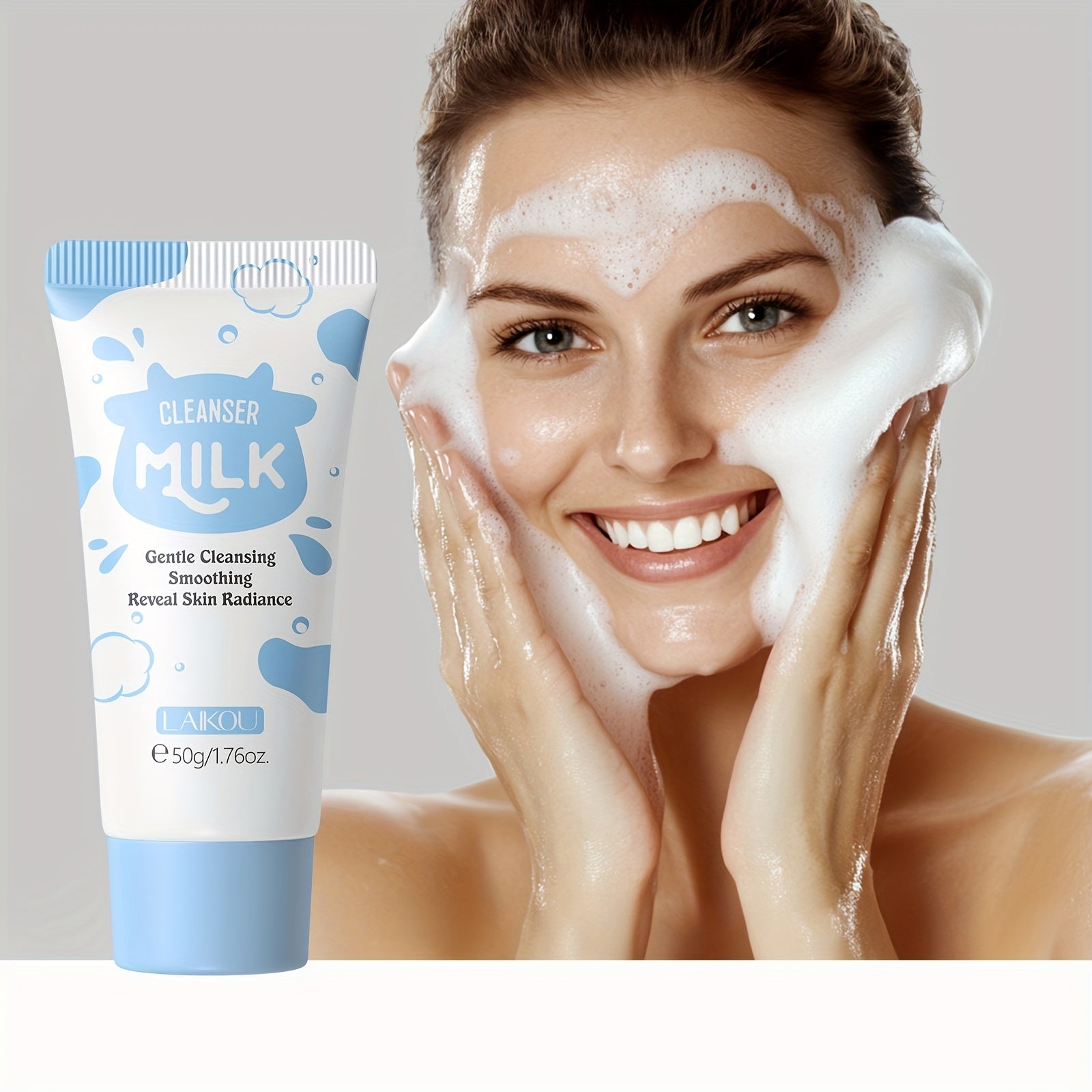 Set de cuidado de la piel con leche para todos los tipos de piel, hidratante, con limpiador, suero, crema facial y cepillo