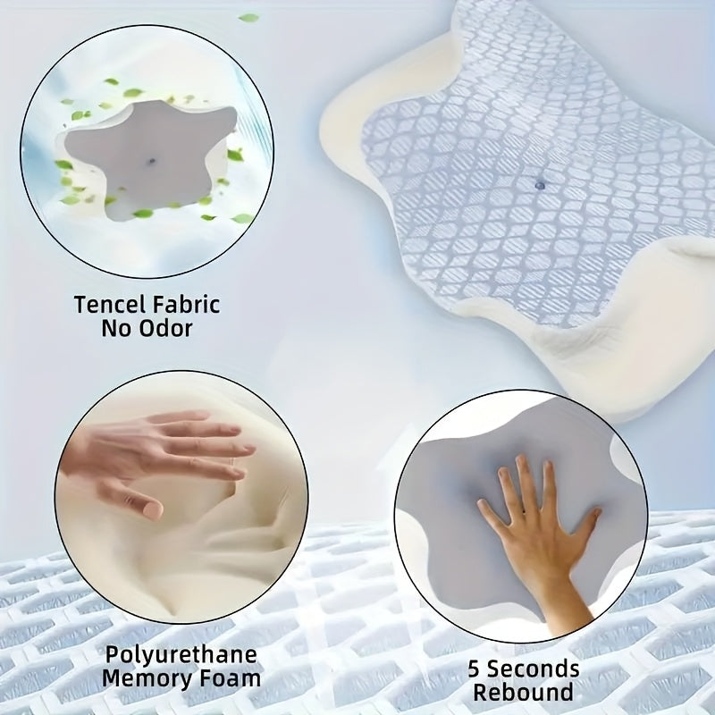 Memory Foam Butterfly Pillow for Neck Support Back Side Sleepers Ergonomic Cervical Spine