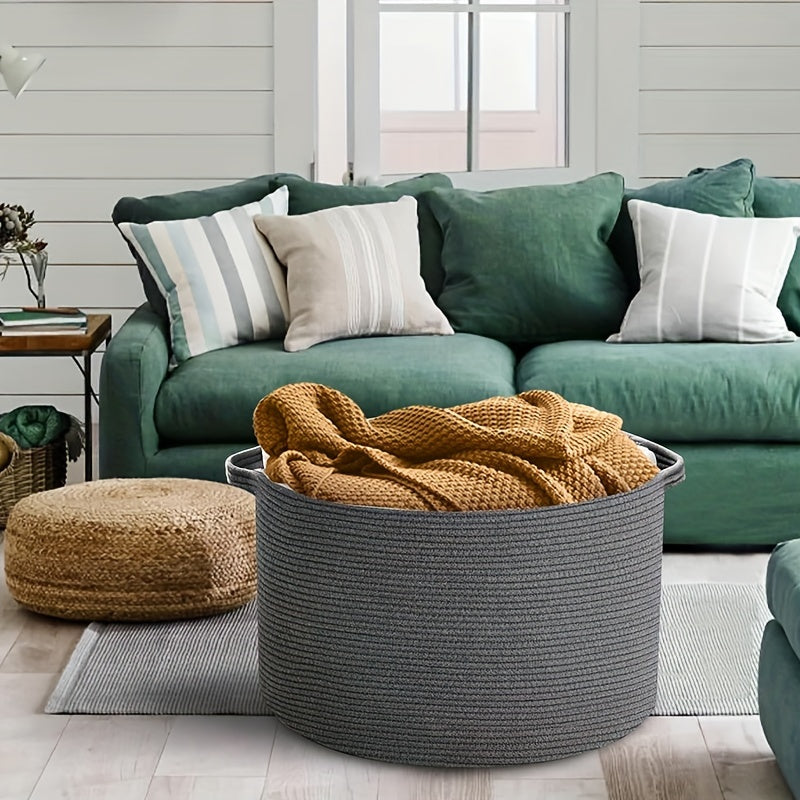 cesta de almacenamiento de cuerda trenzada grande para mantas, juguetes, ropa y organización en el dormitorio