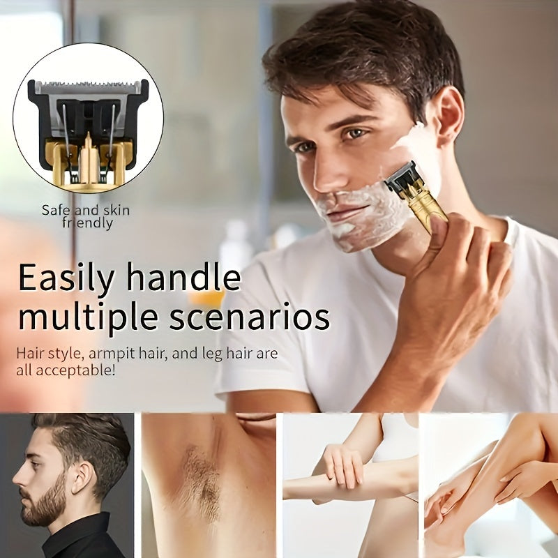 Retro T9 Electric Hair Clipper with Rechargeable Lithium Battery and Dual-Use Trimmer Head
