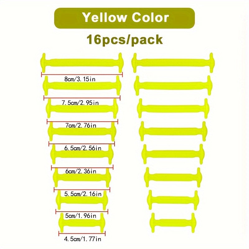 16 Pack Elastic Silicone Shoelaces for Sports and Casual Shoes