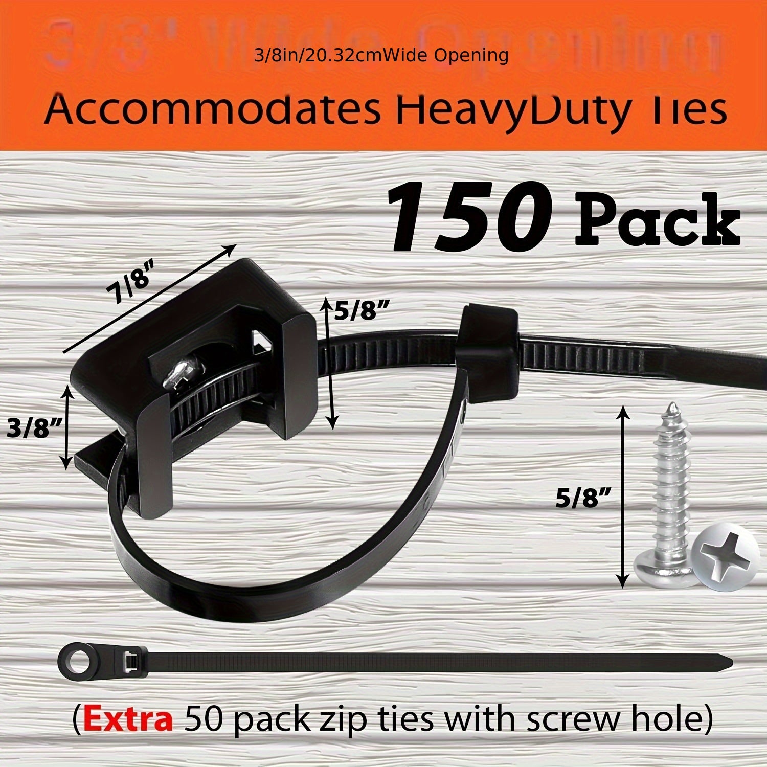 Ofis, uy, bog' uchun 100 ta qora zip-tie asosli otlar, kabellarni mahkamlagichlar