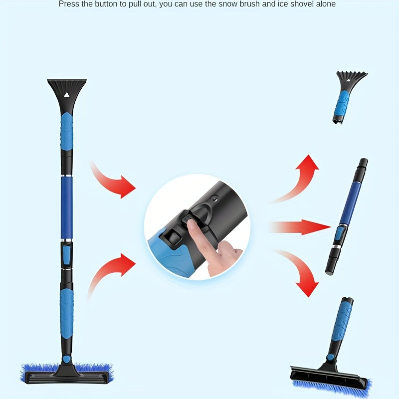 Juego de raspador de nieve con raspador de hielo telescópico, pala de nieve y cepillo para coche, eliminación de nieve en invierno