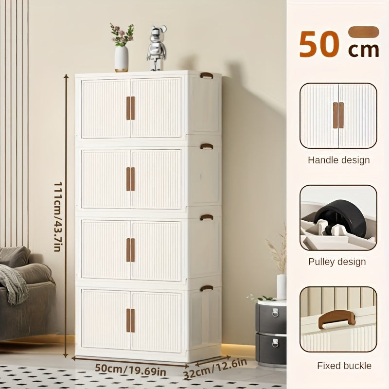 Foldable Plastic Storage Bin with 4/5 Tiers Large Capacity for Clothes Toys Books