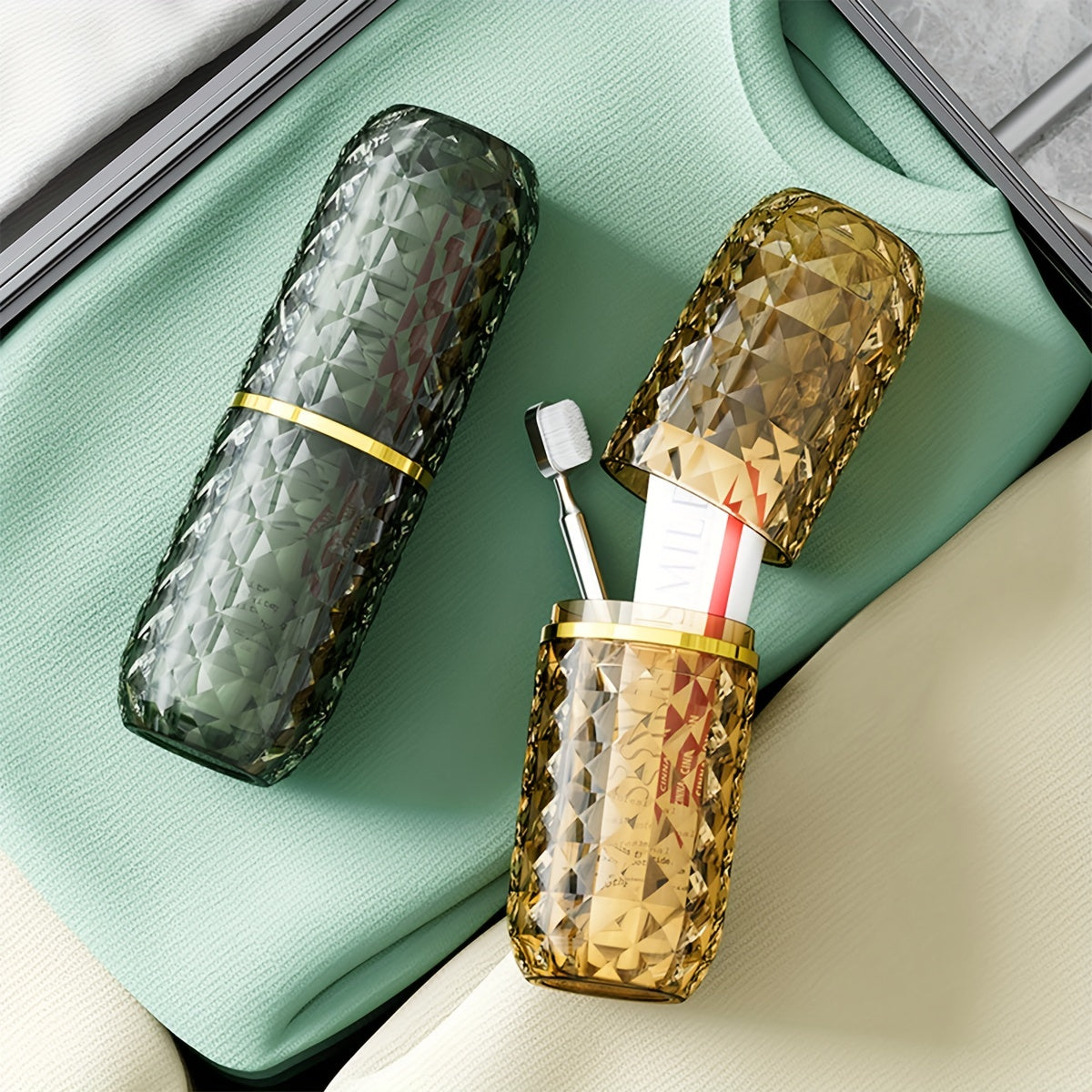 Bathroom Tumbler with Toothbrush Storage and Toothpaste Holder for Travel and Home Use