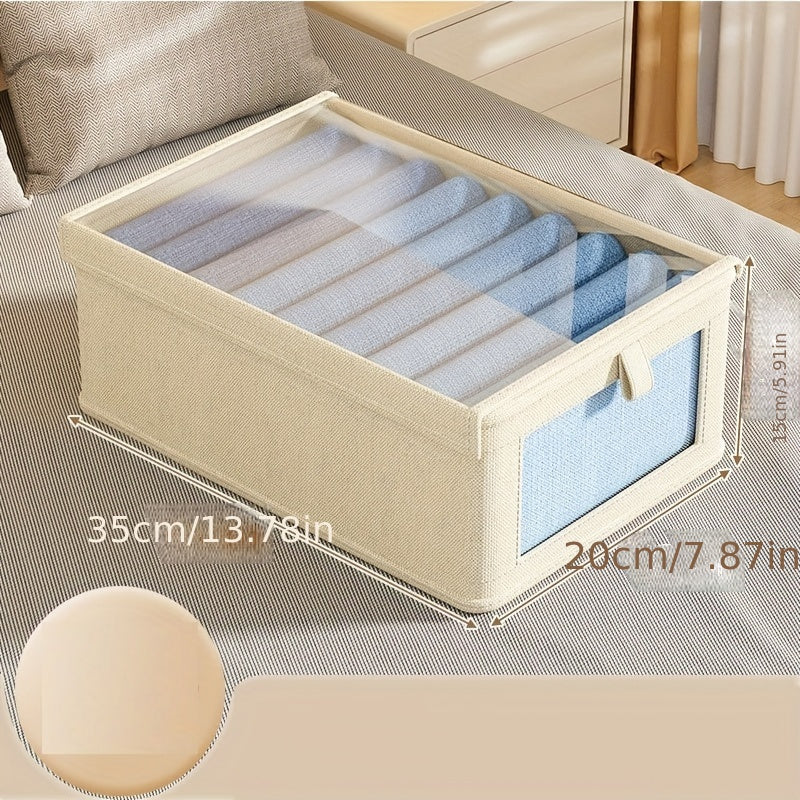 Storage Box with Lid and Viewing Window for Clothes and Closet Organization