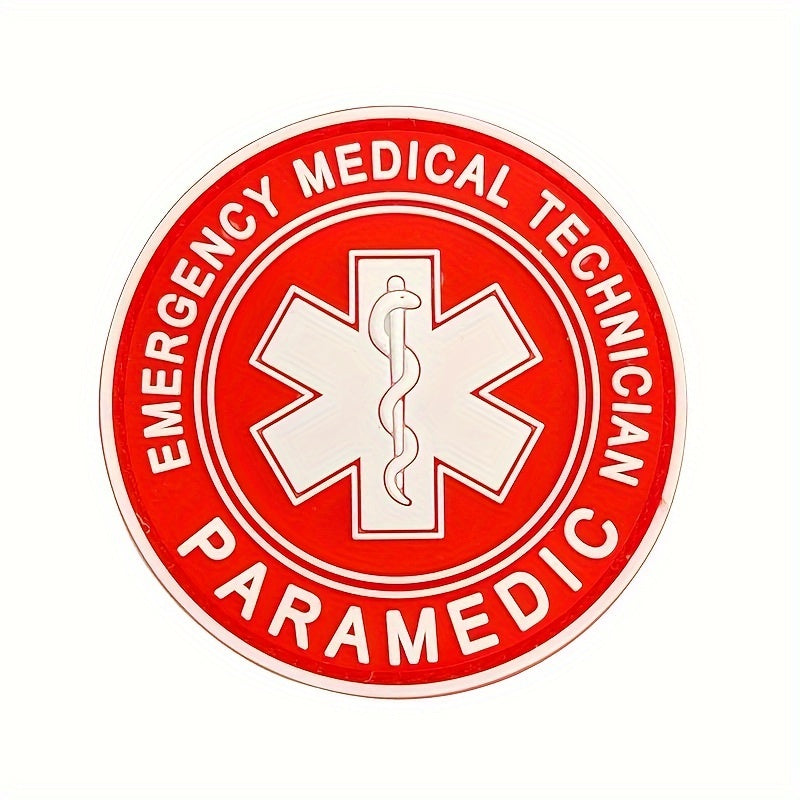 PVC Rubber Paramedic Badge with Star of Life for First Aid and Backpack Attachment