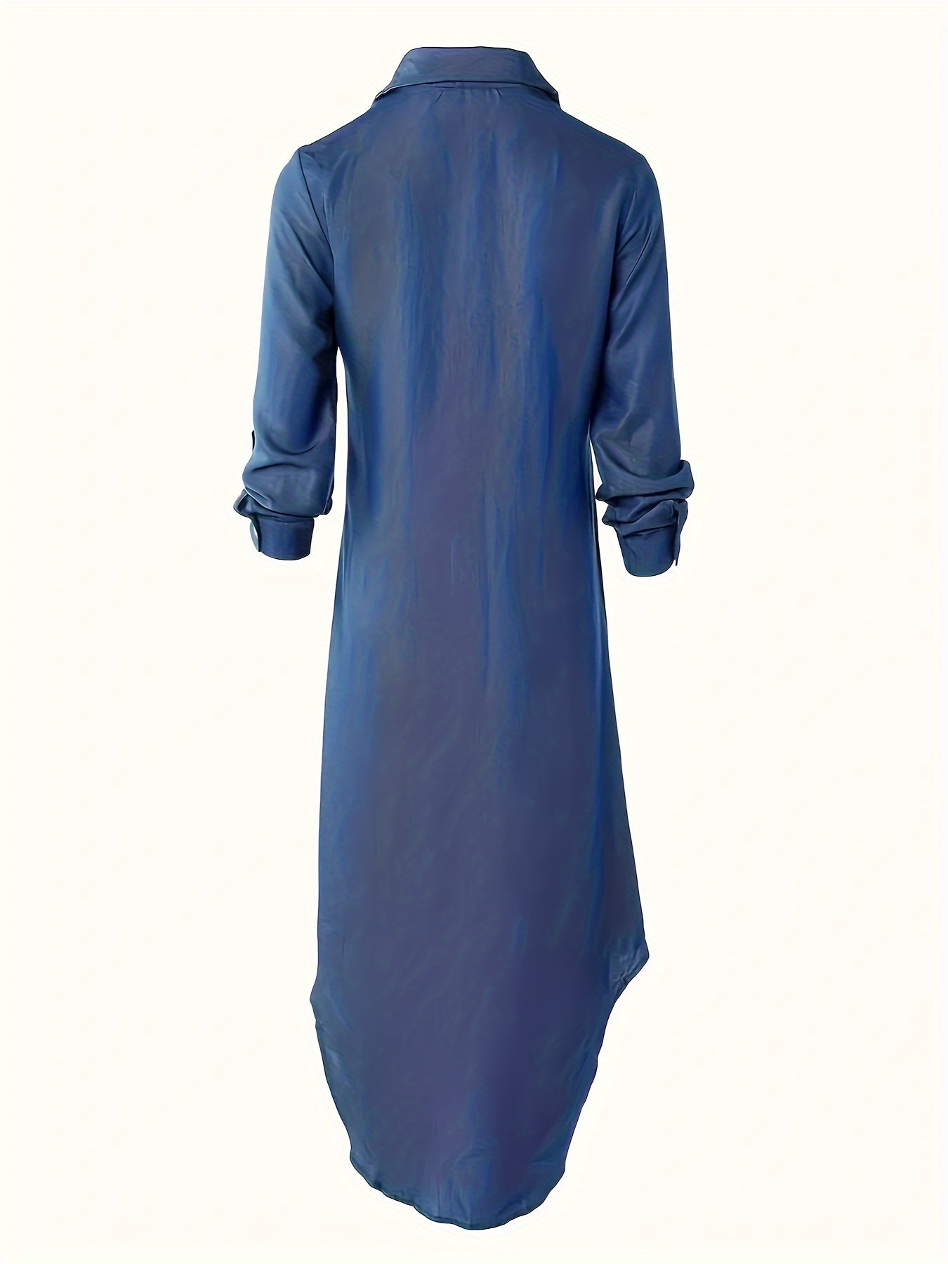 Yoz va kuz uchun tugmachali old qismi va bo'linma pastki qismi bilan bir rangli ayollar uchun tasodifiy ko'ylak.