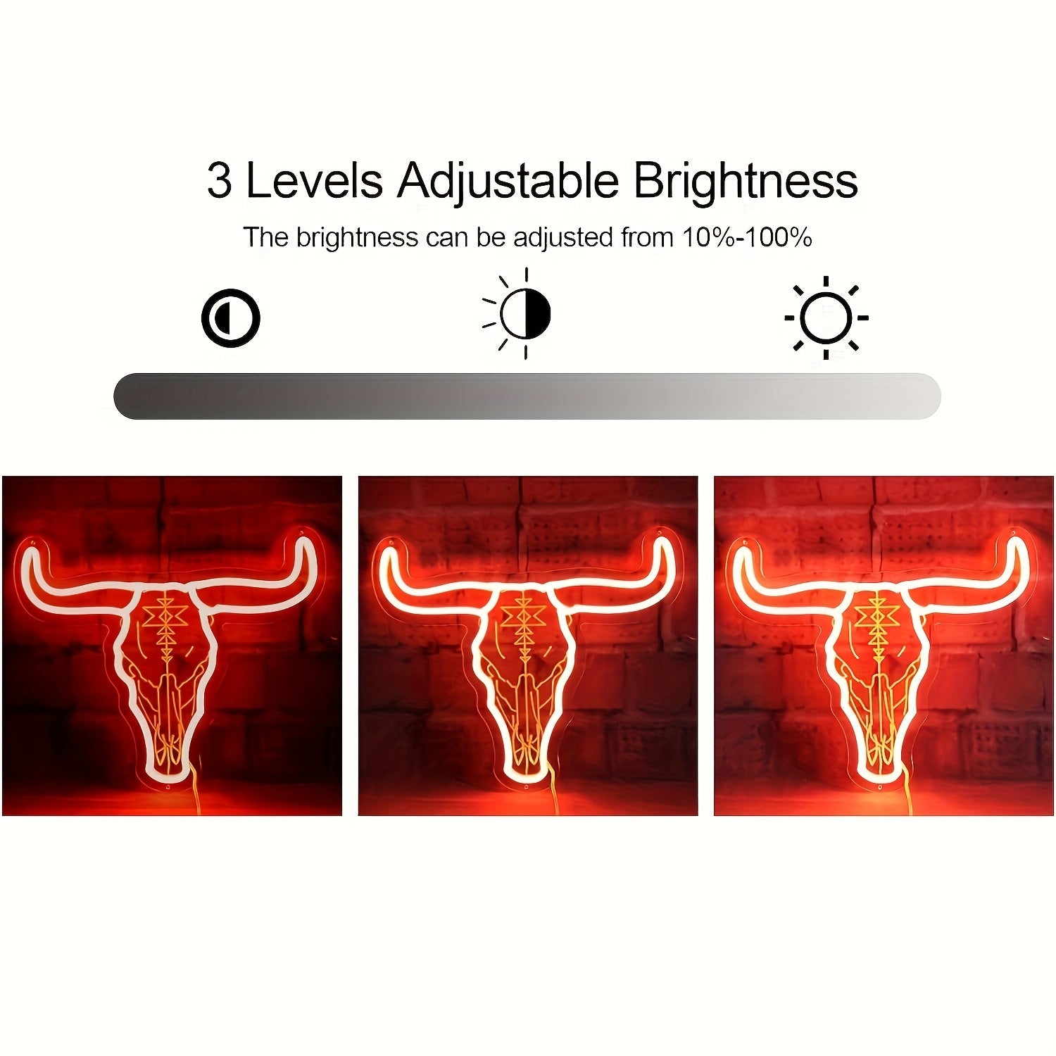 Texas Western Bull Skull LED Neon Sign for Bedroom Man Cave Game Room