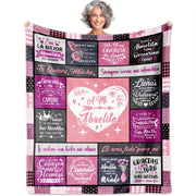 Pink Flannel Throw Blanket with Spanish Phrases for Grandma, Machine Washable, Floral Knitted Gift