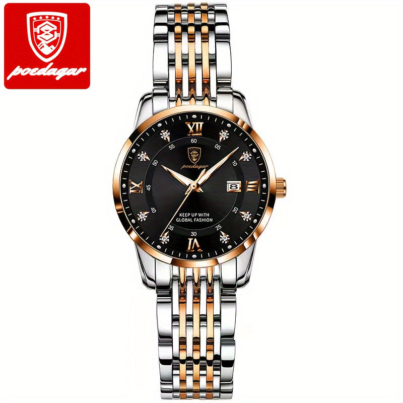 Women's Stainless Steel Wrist Watch with Calendar and Luminous Function