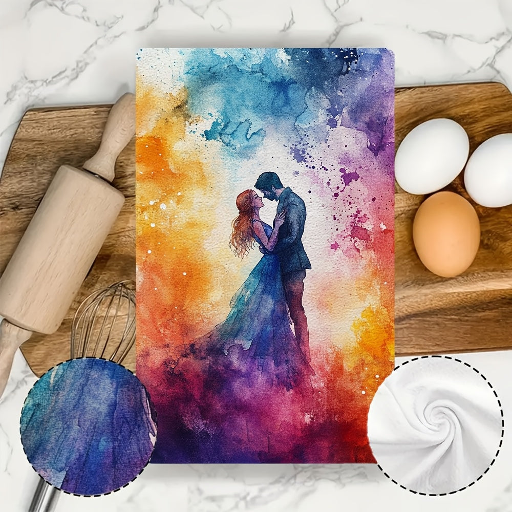 Set of 2 Ultra Soft Kitchen Towels Love Conquers All 16x24 Inch Highly Absorbent